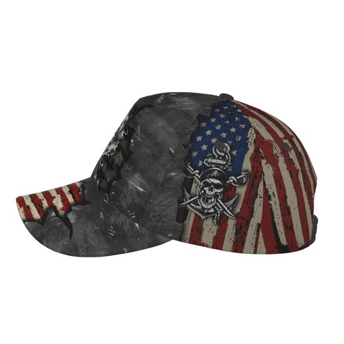 THE PIRATE KING Anime Pirate Captain Baseball Cap Skull Print Hat Halloween Baseball Cap Adjustable for Men and Women Grey