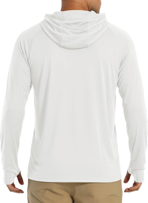 MAGCOMSEN Men's Long Sleeve Hooded Fishing Shirts - UPF 50+ Sun Protection Rash Guard