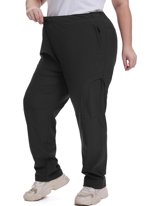 Women's Plus Size Hiking Pants Safari-Waterproof Lightweight UPF50 Sun Protection-Stretchy Cargo Joggers for Outdoor Activities,D6608,Black,3XL