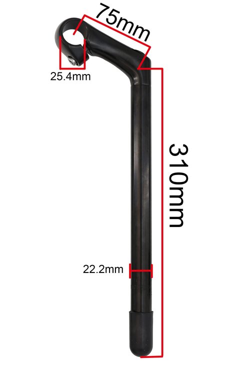 WEERAS Long Quill Stem, 22.2mm*25.4mm Alloy Aluminum 75mm Bike Handlebar Stem 310 Tube Extension for MTB, Road Bike