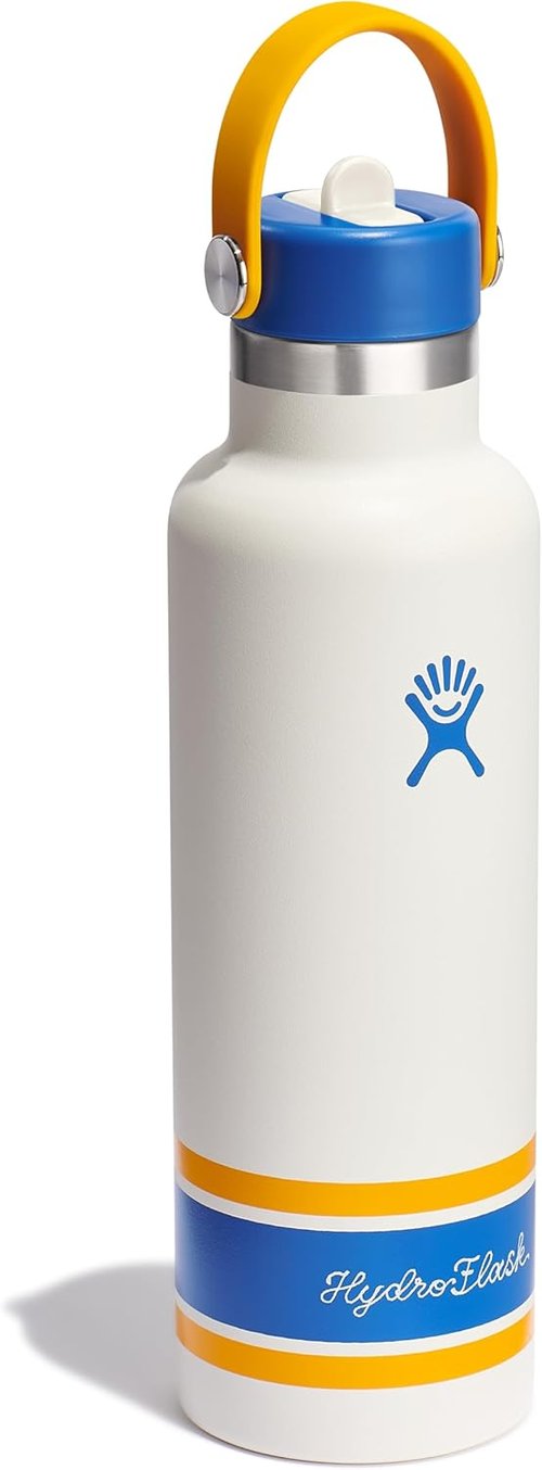 Hydro Flask Water Bottle - Insulated Stainless Steel with Flex Straw Lid | 21 Oz Campus Ivory, Leakproof & Refillable