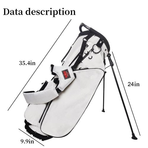 Lightweight Golf Stand Bag with 14 Way Full-Length Dividers, 7 Zippered Pockets and Rain Cover, with Handles and Dual Strap (White, 14 Way)