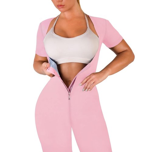 CEIUEO Sauna Suit for Women Sweat Jumpsuit Waist Trainer 3 IN 1 Full Body Shaper for Belly Fat Workout Sweat Suit