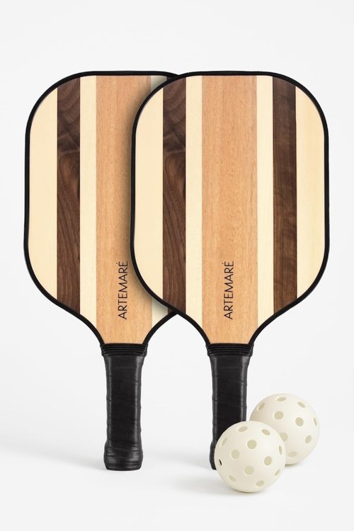 New Traditional Pickleball Paddle Set – 2 Classic Real Wood Pickleball Paddles + 2 Balls – Outdoor Sport for Casual Court Play