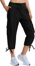Ksmien Women's Hiking Capris - Quick Dry Lightweight Cargo Pants with 8 Pockets for Travel & Camping