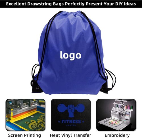 GoodtoU Drawstring Backpack - 48 Pcs Blue Drawstring Bags for Gym & Travel Use