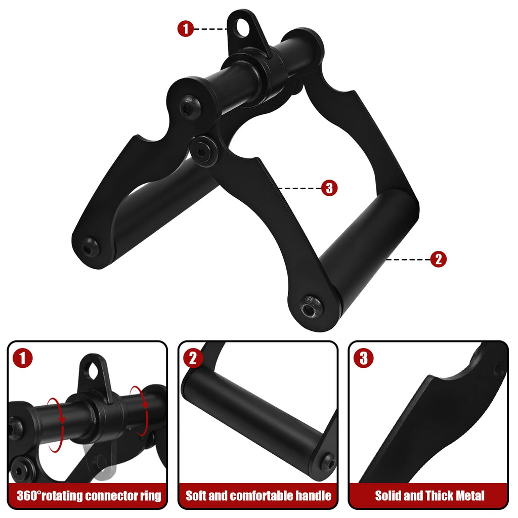 Topfinder V bar Handle T Bar Row Attachment, Landmine Handle for Barbell, Exercise Machine D Row Attachments for Back, Arm, Shoulder Workouts