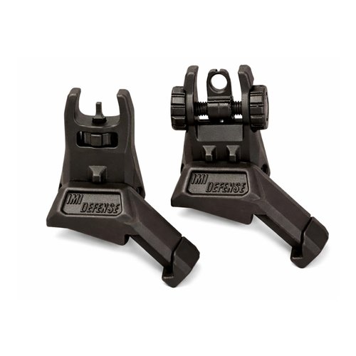 IMI Defense TFS Front and Rear Flip-Up Iron Sights – Polymer Backup Sight Set, Dual Aperture, Fiber-Reinforced, 45-Degree Offset (Black)