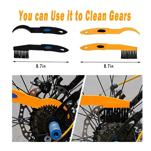 QeeHeng 10pcs Bike Cleaning Kit, Bicycle Clean Brush Tool Including Chain Cleaner for Cycling,Bike Chain Cleaner Brush Suitable fo Mountain/Dirt/MT/Road/BMX Bike