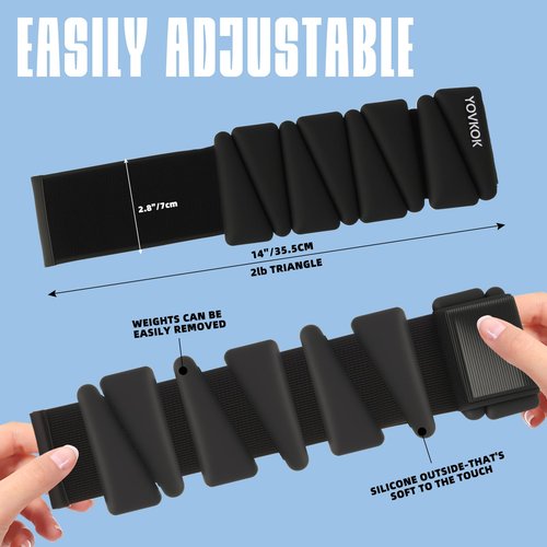 Wrist Weights, Adjustable Ankle Weights for Women Men, Leg and Arm Weights for Home Gym Workout, Running, Yoga, Pilates, Barre, Exercise, Strength Training, 4 LBS Pair 2LB Each (Black)