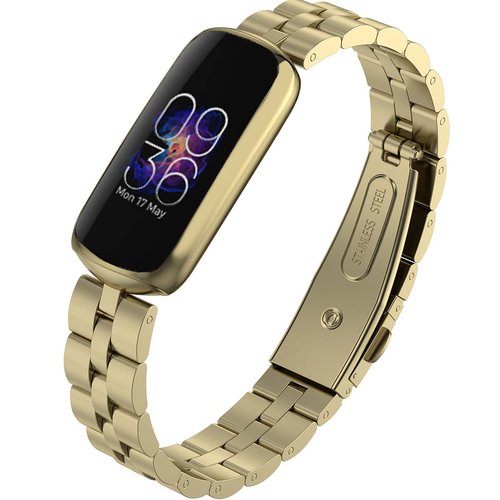 NINKI Gold Band Compatible for Fitbit Luxe Band,Luxury Stainless Steel Slim Strap for Fitbit Luxe Replacement Bands for Fitbit Luxe & Luxe Special Edition Women Men Gold
