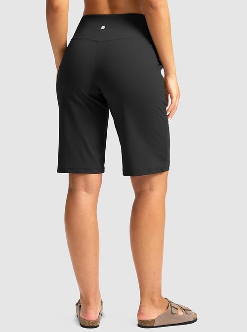 G Gradual Women's Bermuda Shorts - High Waisted, Knee Length with Pockets | Casual Stretch Shorts