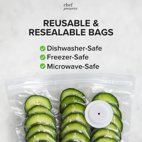 Chef Preserve Vacuum Sealer Bags - 30 Large BPA-Free Food Storage Bags (12 x 13 in) | Odor-Resistant, Leak-Proof, Freezer & Microwave Safe