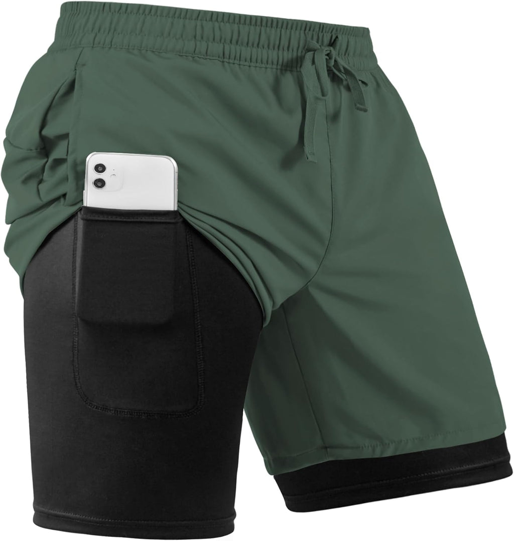 Tyzrdnac Men's 2-in-1 Athletic Shorts - Quick Dry, Lightweight & Sweat-Wicking Gym Wear