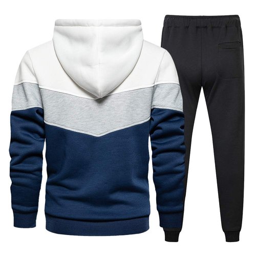 Tebreux Men's and Womens Jogging Tracksuit 2 Piece Athletic Outfit Hoodie Sports Sweatsuit Pullover Suit Sets White L