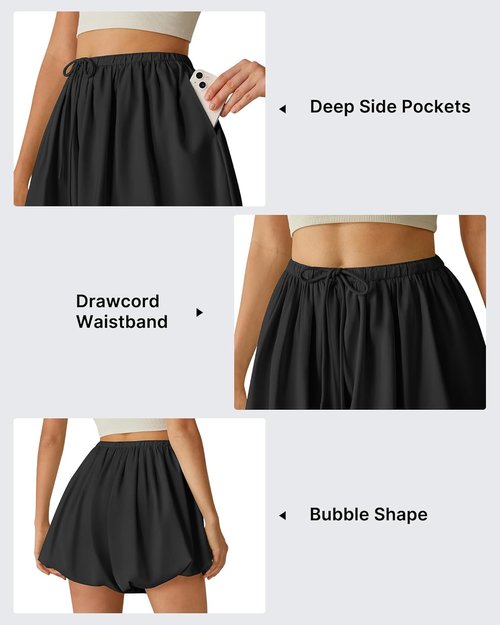 G4Free Bubble Shorts for Women - Lightweight Puffy Y2K Skort with Pockets | 3" Drawstring Design