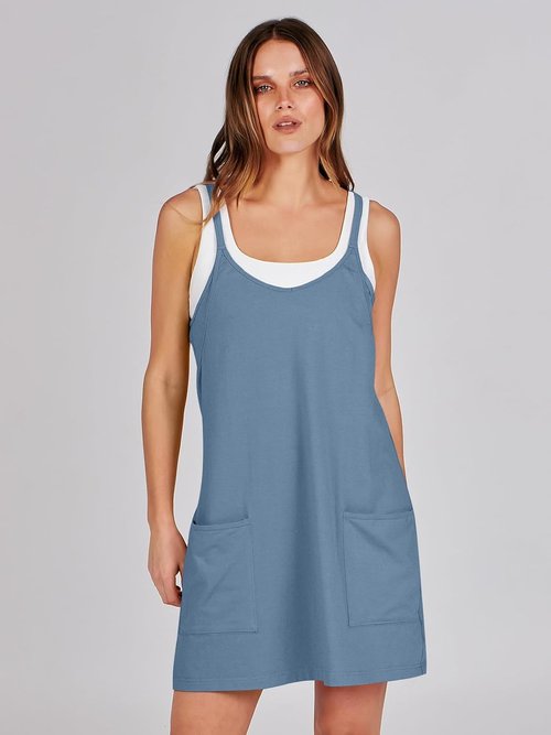 ANRABESS Athletic Dress - Summer Tennis Mini Romper with Built-In Shorts for Active Travel & Workouts