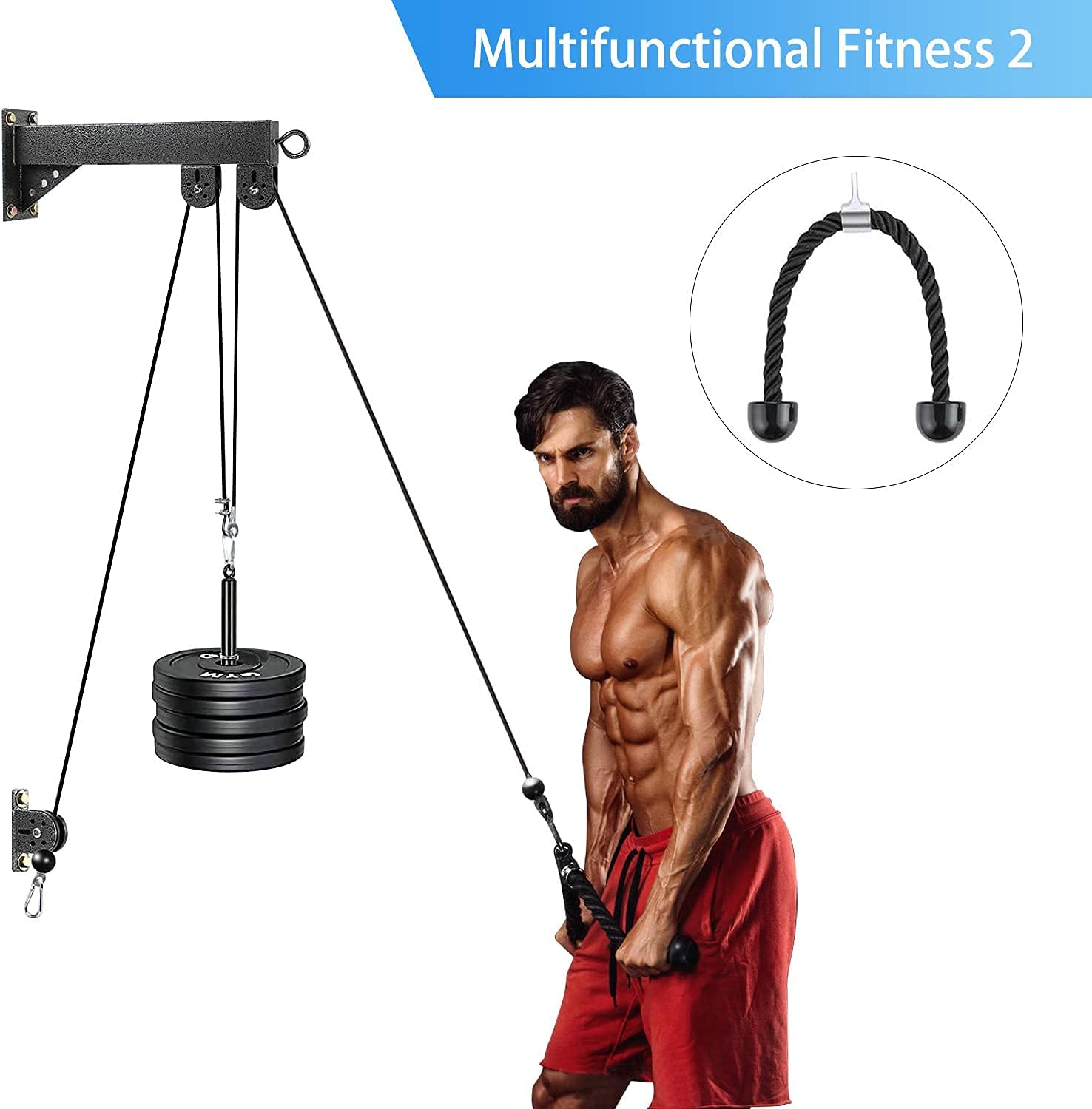 TRENDBOX Gym Cable Machine Pulley System - LAT Pulldown Attachments for Home Fitness | Chest Expansion