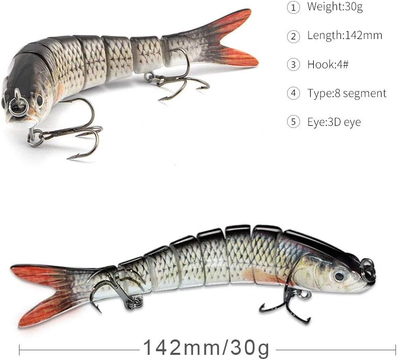 ODS Lure Fishing Bait - Multi-Jointed Swimbaits with Hooks | Complete Tackle Kit for Bass