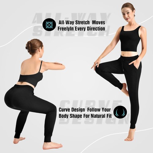 CADITEX Women's Joggers - Stretchy Active Sweatpants with Pockets for Travel & Workouts