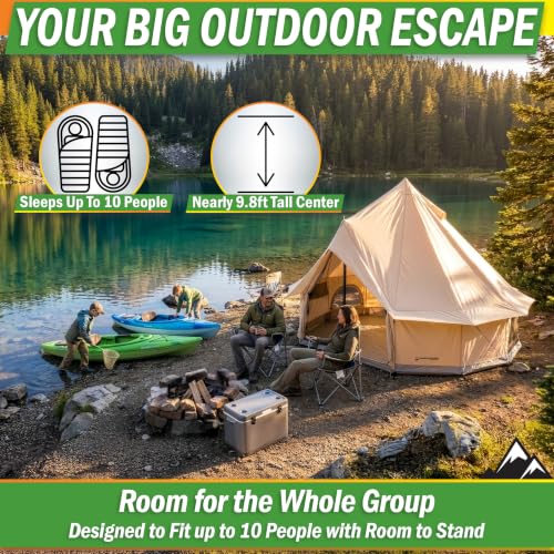 16x16ft Family Camping Tent - Water-Resistant Glamping Bell Yurt with Breathable Design