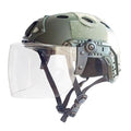 Tactical Airsoft Paintball PJ Type Fast Helmet with Face Shield Visor Goggles Side Rail & NVG Mount (OD Green)
