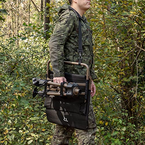 Black 360° Silent Swivel Hunting Chair - Armless Folding Adjustable Height