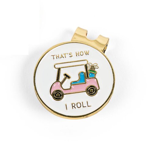 Birdie Girl That's How I Roll Women's with Pink Golf Cart Golf Ball Marker Hat Clip Best Golf Gifts for Women and Golf Accessories for Women, Magnetic Golf Ball Marker Hat Clip
