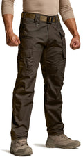 CQR Men's Tactical Pants, Water Resistant Ripstop Cargo Pants, Lightweight EDC Work Hiking Pants, Outdoor Apparel, Duratex Mag Pocket Dark Brown, 32W x 34L