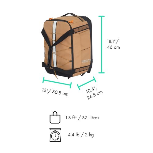 Vincita Voyage B.D.R. 3-in-1 Rear Rack Bag – 37L Backpack, Duffle & Pannier Combo – KLICKfix UniKlip 2.0 Quick Release – Water-Resistant Touring Gear for Folding Bikes. (Grey)