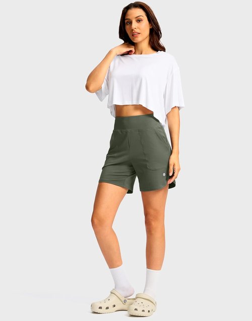 G Gradual Women's Athletic Shorts - High Waisted Stretchy Bermuda Shorts | Quick Dry Casual Summer Wear