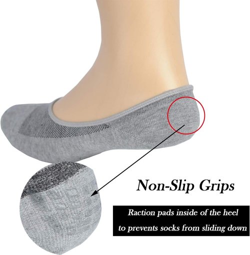 Jormatt Genuine Men's No Show Socks - Low Cut Cotton with Non-Slip Grips for Comfort & Style