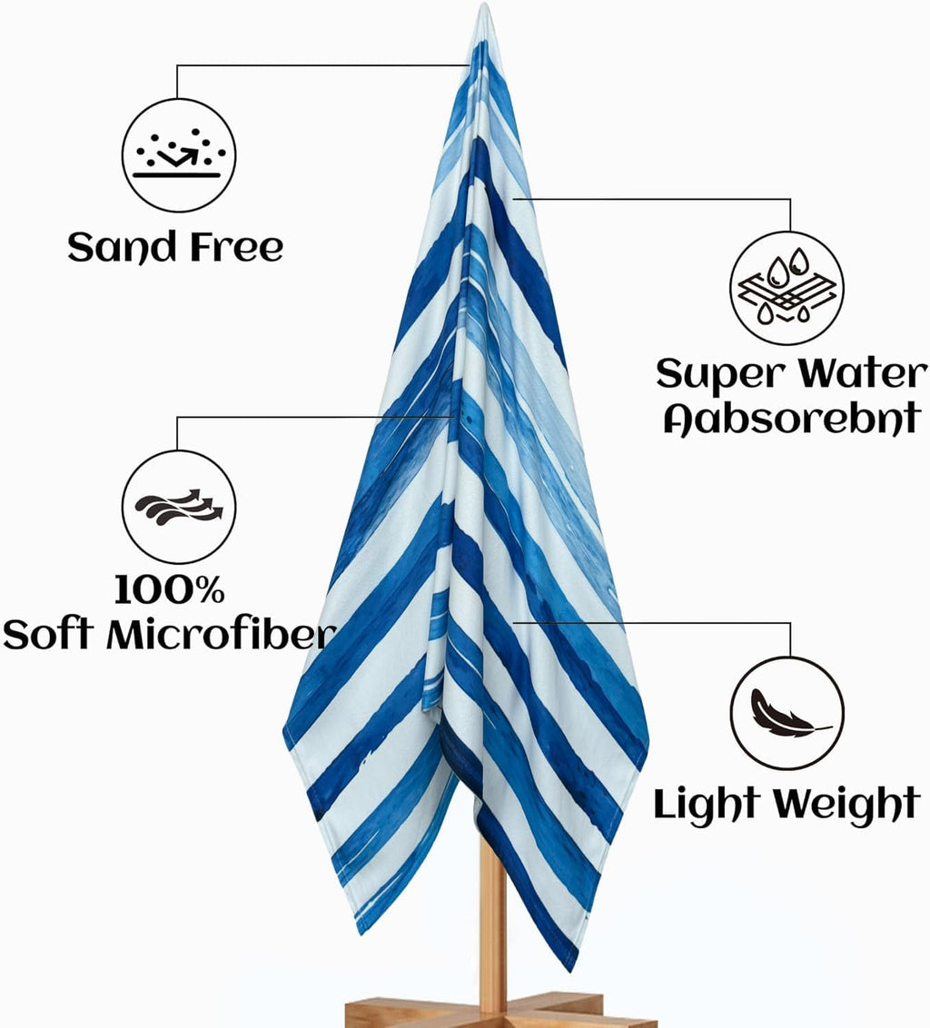 Oversized Beach Towel 36 x 72 in - Terry Beach Towels Soft Microfiber Pool Swim Towels for Adult, Quick Dry Beach Towel, Beach Blanket Bath Shower Towel