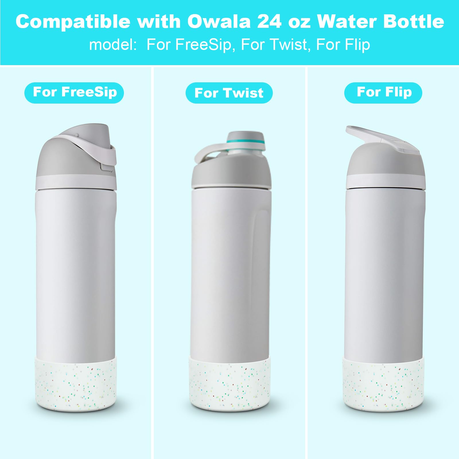 Beonsky 2 PCS Glitter Silicone Boot for Owala Water Bottle 32 oz, Anti-Slip Protective Sleeve for FreeSip/Twist/Flip Stainless Steel Water Bottles Accessories