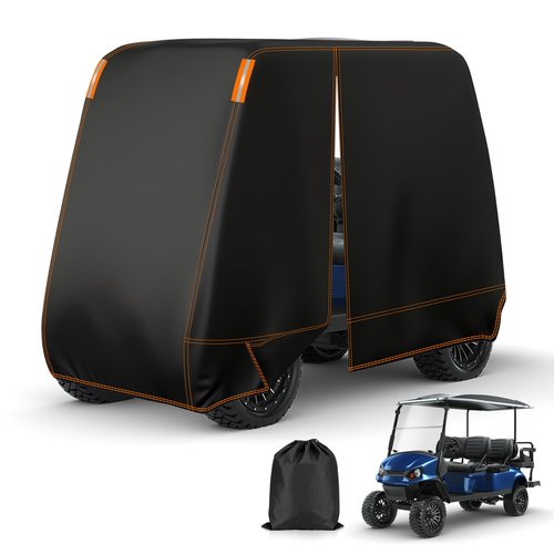 Falafa Golf Cart Cover 6 Passenger, Heavy Duty 420D Waterproof All Weather Protection, Universal Fit for EZGO Club Car Yamaha with Storage Bag & Reflective Strips