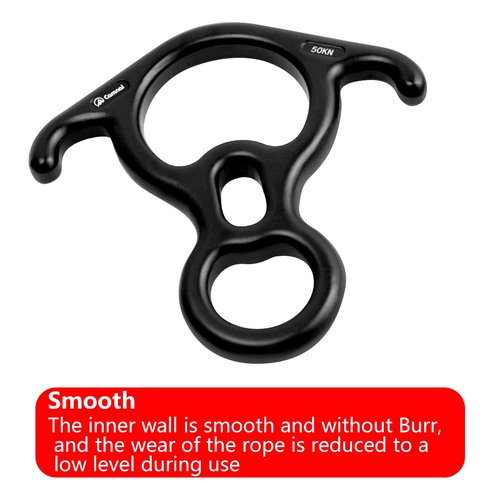 YXGOOD 50KN Rescue Figure, 8 Descender Large Bent-Ear Belaying and Rappelling Gear Belay Device Climbing for Rock Climbing Peak Rescue Aluminum Magnesium Alloy (Black)