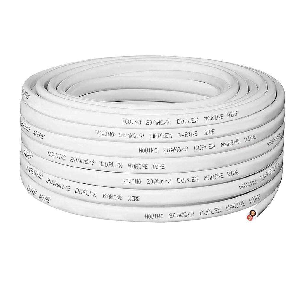 20 Gauge Marine Wire - Duplex Marine Grade Tinned Copper Cable | 100ft Oxygen-Free Insulated Red & Black