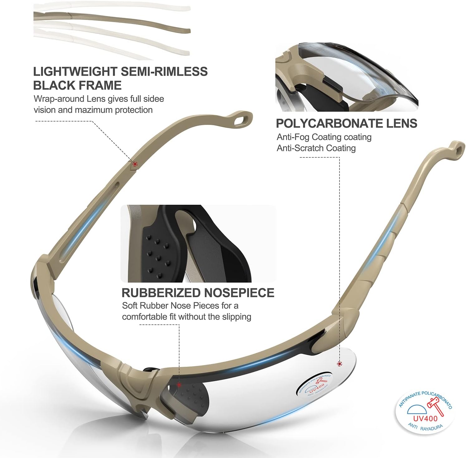 Xaegistac Shooting Glasses - Anti-Fog Safety Glasses with Case for Adults | Perfect for Hunting