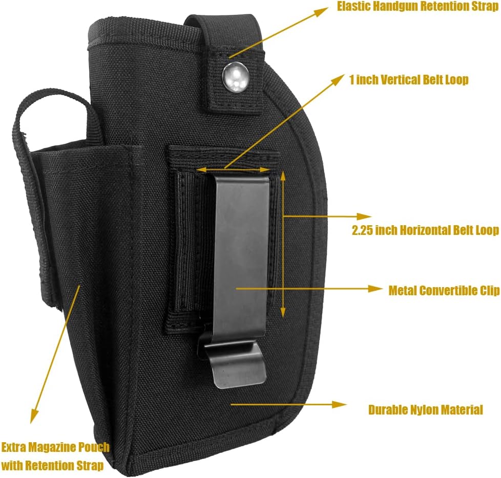 Skiennix Concealed Carry Gun Holster - IWB/OWB for Handgun with Laser Light | Ambidextrous Design