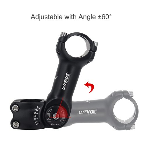 BSSOK Wake Bike stem 25.4 31.8 0-60 Degree 90mm 110mm 130mm，Bike Adjustable stem for Mountain Bike, Road Bike, MTB, BMX, Cycling