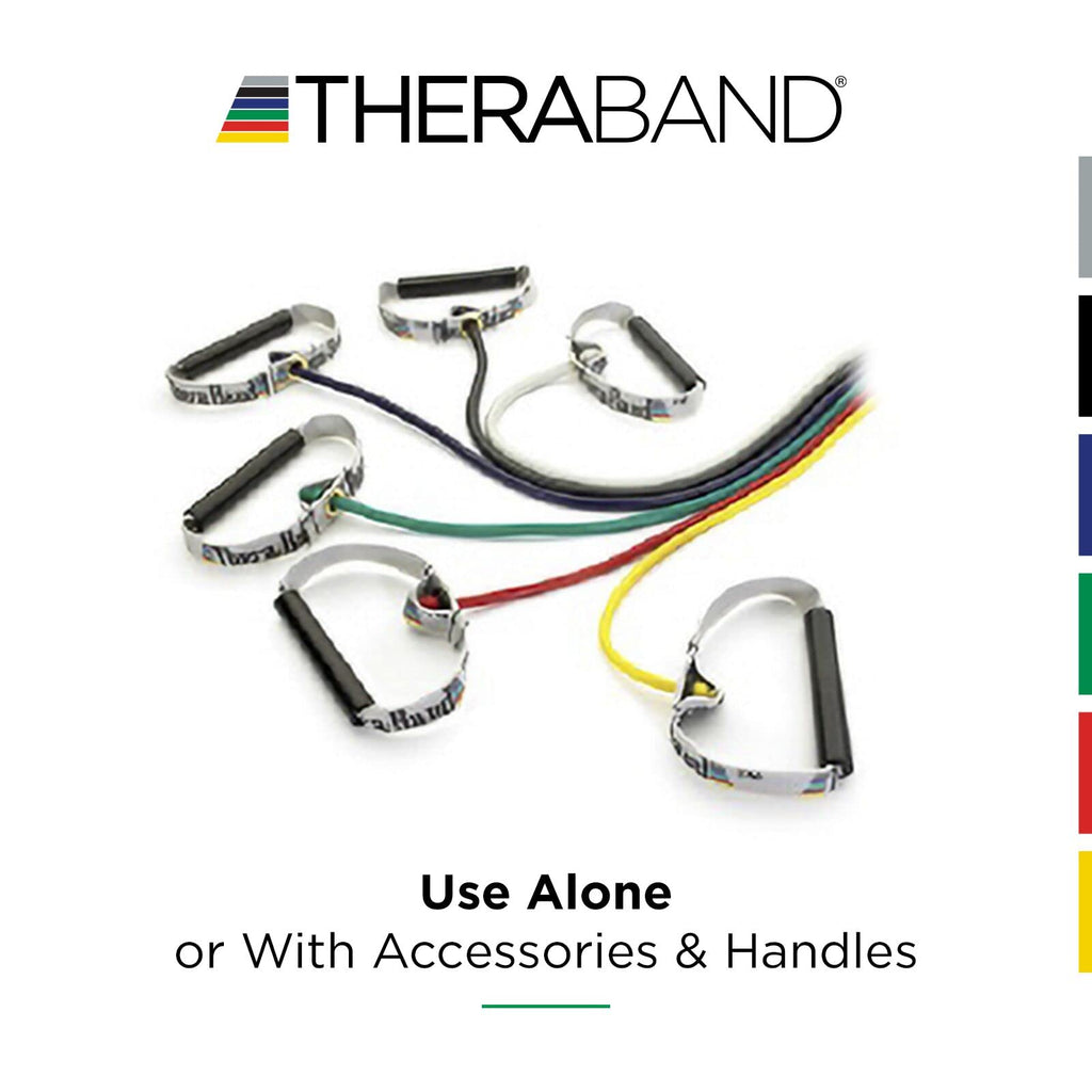 Theraband 13080 Professional Latex Resistance Tubing with Handles for Physical Therapy, 50" Length, Black, Extra Heavy, Blue