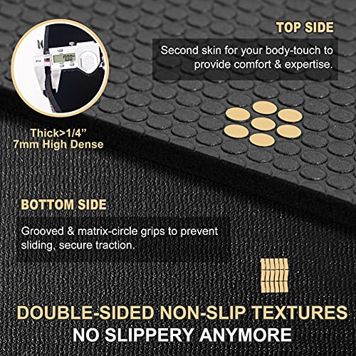 Extra Wide Large Exercise Mat 12'x7' / 10'x7' / 8'x7'' - Non-Slip, Cushioned Fitness & Yoga Mat with Carry Bag - Variation: 7x10 ft