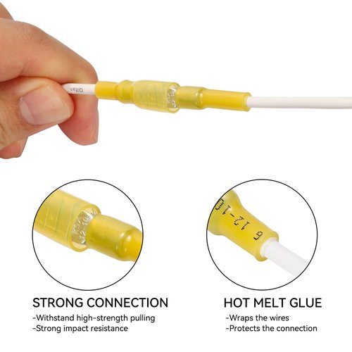 HKS 60PCS Female Spade Connectors - Waterproof Heat Shrink Electrical Quick Disconnect Kit | Tinned Red Copper, 12-10 AWG