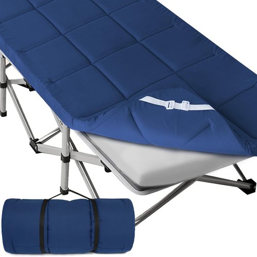 Improved Thickness Cot Mattress Topper, Quilted Pads for Camping 2 Pack, Soft Comfortable Sleeping Pad 75"x30" for Camp Cot/Rv Bunk/Narrow Twin Beds, Navy