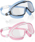 Aegend Swim Goggles for Kids | 2-Pack Wide Frame Anti-Fog & UV Protection - Clear Vision for Ages 3-14