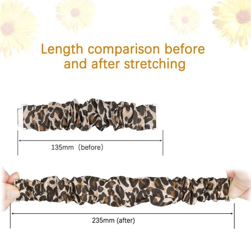 GTX13, GTX12 Smart Watches Band, Lamshaw 22mm Fabric Elastic Scrunchie Elastic Women Cute Replacement Straps Compatible for Fitpolo GTX12, ENOMIR GTX12, Tensky GTX12, uaue T60, QXQ T60, QCOQ T60 Smart Watches (for 22mm size band, Leopard print)