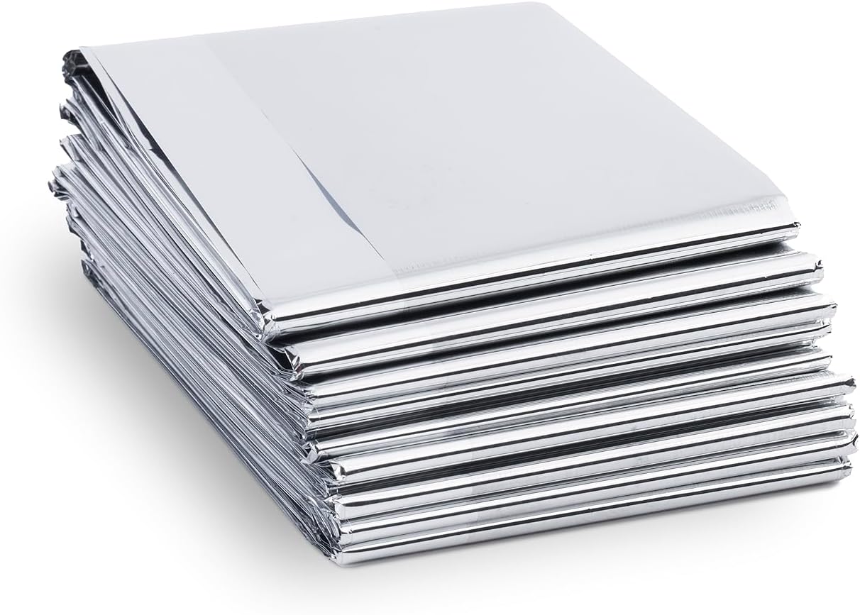 Swiss Safe XL Emergency Mylar Thermal Blankets - Compact Insulation for Cold Weather | 4 Pack, Silver