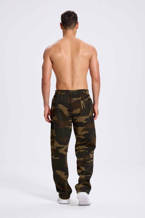 TanBridge Men's Athletic Open Bottom Relaxed Fit Sweatpants, Jogging and Daily Wear Sweatpants with Pocket Camo