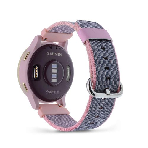 C2D JOY Classic Nylon Weave Band Compatible with Garmin vivoactive 4S Venu 2S/3S Watch Bands Replacement Accessory for Women Strap Quick Release 18mm -(Large) Pink
