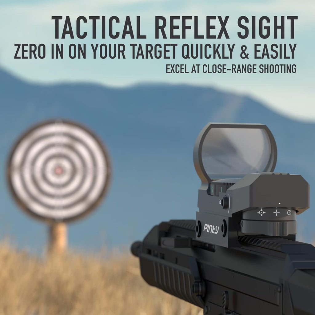 PINTY Red Dot Sight - Reflex Sight with Red/Green Dot & Multiple Reticles for Pistol/Rifle